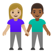 Emoji 👩🏼‍🤝‍👨🏾 Uomo E Donna Che Si Tengono Per Mano: Carnagione Abbastanza Chiara E Carnagione Abbastanza Scura su Google Android 12.0.