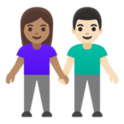 Émoji 👩🏽‍🤝‍👨🏻 Femme Et Homme Se Tenant La Main : Peau Légèrement Mate Et Peau Claire sur Google Android 12.0.