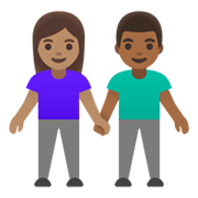 Émoji 👩🏽‍🤝‍👨🏾 Femme Et Homme Se Tenant La Main : Peau Légèrement Mate Et Peau Mate sur Google Android 12.0.
