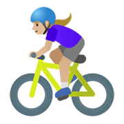 Émoji 🚴🏼‍♀️ Cycliste Femme : Peau Moyennement Claire sur Google Android 12.0.