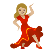 💃🏼 Emoji Mujer Bailando: Tono De Piel Claro Medio en Google Android 12.0.
