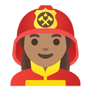Emoji 👩🏽‍🚒 Pompiere Donna: Carnagione Olivastra su Google Android 12.0.