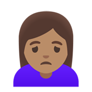 Émoji 🙍🏽‍♀️ Femme Fronçant Les Sourcils : Peau Légèrement Mate sur Google Android 12.0.