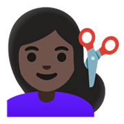 Émoji 💇🏿‍♀️ Femme Qui Se Fait Couper Les Cheveux : Peau Foncée sur Google Android 12.0.