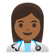 👩🏾‍⚕️ Emoji Profesional Sanitario Mujer: Tono De Piel Oscuro Medio en Google Android 12.0.