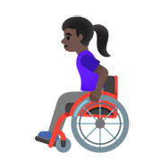 👩🏿‍🦽 Emoji Frau in manuellem Rollstuhl: dunkle Hautfarbe Google Android 12.0.