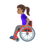 👩🏽‍🦽 Emoji Frau in manuellem Rollstuhl: mittlere Hautfarbe Google Android 12.0.