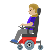 👩🏼‍🦼 Emoji Frau in elektrischem Rollstuhl: mittelhelle Hautfarbe Google Android 12.0.
