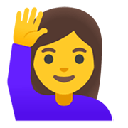 🙋‍♀️ Emoji Frau mit erhobenem Arm Google Android 12.0.