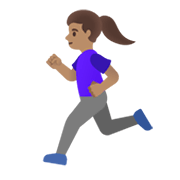 🏃🏽‍♀️ Emoji Mujer Corriendo: Tono De Piel Medio en Google Android 12.0.