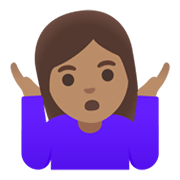 🤷🏽‍♀️ Emoji schulterzuckende Frau: mittlere Hautfarbe Google Android 12.0.