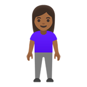 🧍🏾‍♀️ Emoji stehende Frau: mitteldunkle Hautfarbe Google Android 12.0.