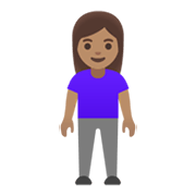 🧍🏽‍♀️ Emoji stehende Frau: mittlere Hautfarbe Google Android 12.0.