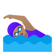 🏊🏽‍♀️ Emoji Mujer Nadando: Tono De Piel Medio en Google Android 12.0.