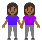 👭🏾 Emoji händchenhaltende Frauen: mitteldunkle Hautfarbe Google Android 12.0.