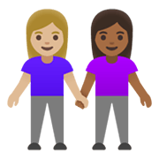 Émoji 👩🏼‍🤝‍👩🏾 Deux Femmes Se Tenant La Main : Peau Moyennement Claire Et Peau Mate sur Google Android 12.0.