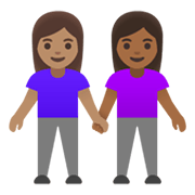 Émoji 👩🏽‍🤝‍👩🏾 Deux Femmes Se Tenant La Main : Peau Légèrement Mate Et Peau Mate sur Google Android 12.0.