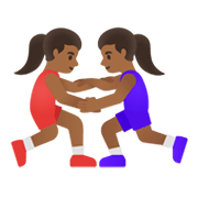 🤼🏾‍♀️ Emoji Mujeres Luchando, Tono De Piel Oscuro Medio en Google Android 12.0.