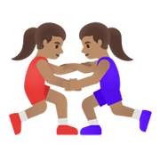 🤼🏽‍♀️ Emoji Mulheres Lutando, Pele Morena na Google Android 12.0.