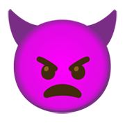 👿 Emoji wütendes Gesicht mit Hörnern Google Android 12L.