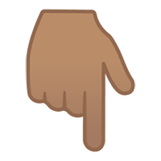 👇🏽 Emoji Dorso Da Mão Com Dedo Indicador Apontando Para Baixo: Pele Morena na Google Android 12L.