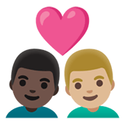 👨🏿‍❤️‍👨🏼 Emoji Liebespaar - Mann: dunkle Hautfarbe, Mann: mittelhelle Hautfarbe Google Android 12L.