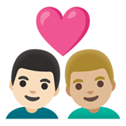 👨🏻‍❤️‍👨🏼 Emoji Pareja Enamorada - Hombre: Tono De Piel Claro, Hombre: Tono De Piel Claro Medio en Google Android 12L.