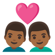 👨🏾‍❤️‍👨🏾 Emoji Pareja Enamorada - Hombre: Tono De Piel Oscuro Medio, Hombre: Tono De Piel Oscuro Medio en Google Android 12L.