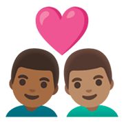 👨🏾‍❤️‍👨🏽 Emoji Pareja Enamorada - Hombre: Tono De Piel Oscuro Medio, Hombre: Tono De Piel Medio en Google Android 12L.