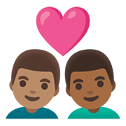 👨🏽‍❤️‍👨🏾 Emoji Liebespaar - Mann: mittlere Hautfarbe, Mann: mitteldunkle Hautfarbe Google Android 12L.