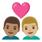 👨🏽‍❤️‍👨🏼 Emoji Pareja Enamorada - Hombre: Tono De Piel Medio, Hombre: Tono De Piel Claro Medio en Google Android 12L.