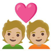 💑🏼 Emoji Pareja Enamorada, Tono De Piel Claro Medio en Google Android 12L.