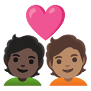 Émoji 🧑🏿‍❤️‍🧑🏽 Couple Avec Cœur: Personne, Personne, Peau Foncée, Peau Légèrement Mate sur Google Android 12L.