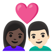 👩🏿‍❤️‍👨🏻 Emoji Pareja Enamorada - Mujer: Tono De Piel Oscuro, Hombre: Tono De Piel Claro en Google Android 12L.