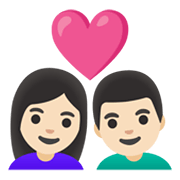 👩🏻‍❤️‍👨🏻 Emoji Casal Apaixonado - Mulher: Pele Clara, Homem: Pele Clara na Google Android 12L.