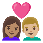 👩🏽‍❤️‍👨🏼 Emoji Pareja Enamorada - Mujer: Tono De Piel Medio, Hombre: Tono De Piel Claro Medio en Google Android 12L.
