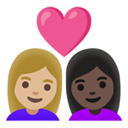 👩🏼‍❤️‍👩🏿 Emoji Pareja Enamorada - Mujer: Tono De Piel Claro Medio, Mujer: Tono De Piel Oscuro en Google Android 12L.