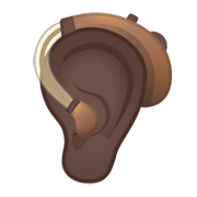 🦻🏿 Emoji Ohr mit Hörhilfe: dunkle Hautfarbe Google Android 12L.