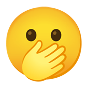 Emoji 🫢 Faccia Con Gli Occhi Aperti E La Mano Sulla Bocca Emoji su Google Android 12L.