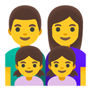 👨‍👩‍👧‍👧 Emoji Familie: Mann, Frau, Mädchen und Mädchen Google Android 12L.