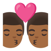 👨🏾‍❤️‍💋‍👨🏾 Emoji sich küssendes Paar - Mann: mitteldunkle Hautfarbe, Mann: mitteldunkle Hautfarbe Google Android 12L.