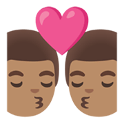 👨🏽‍❤️‍💋‍👨🏽 Emoji Beijo - Homem: Pele Morena, Homem: Pele Morena na Google Android 12L.