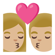 👩🏼‍❤️‍💋‍👨🏼 Emoji Beijo - Mulher: Pele Morena Clara, Homem: Pele Morena Clara na Google Android 12L.