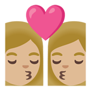👩🏼‍❤️‍💋‍👩🏼 Emoji Beijo - Mulher: Pele Morena Clara, Mulher: Pele Morena Clara na Google Android 12L.