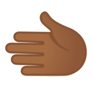 🫲🏾 Emoji Linke Hand: mitteldunkle Hautfarbe Google Android 12L.