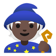 🧙🏿 Emoji Magier(in): dunkle Hautfarbe Google Android 12L.
