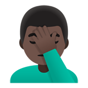 🤦🏿‍♂️ Emoji sich an den Kopf fassender Mann: dunkle Hautfarbe Google Android 12L.