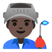👨🏿‍🏭 Emoji Fabrikarbeiter: dunkle Hautfarbe Google Android 12L.