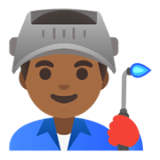 👨🏾‍🏭 Emoji Fabrikarbeiter: mitteldunkle Hautfarbe Google Android 12L.