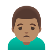 🙍🏽‍♂️ Emoji missmutiger Mann: mittlere Hautfarbe Google Android 12L.